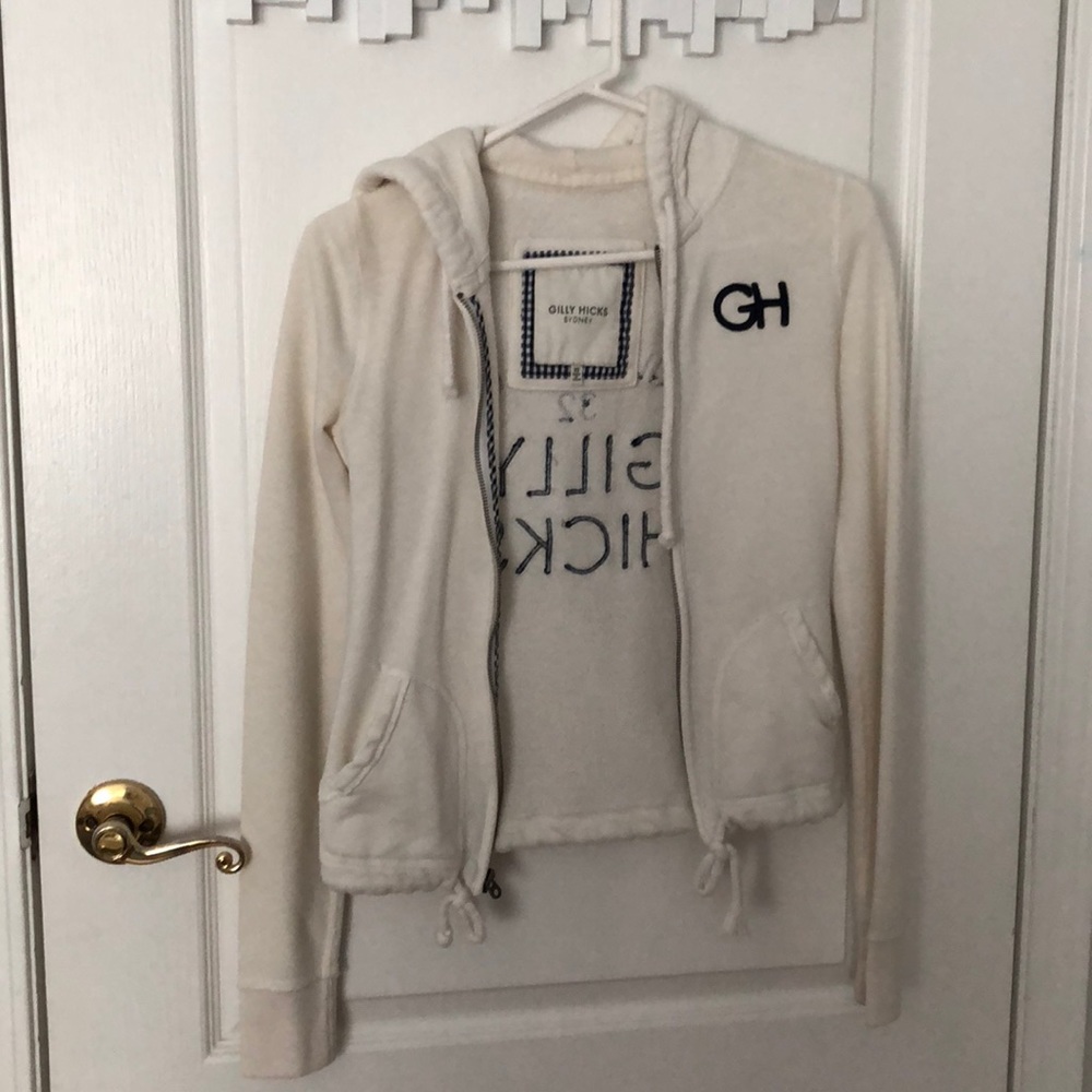 Gilly Hicks terry white full zip hoodie XS